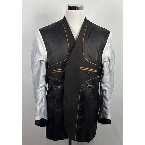 Lineage 46R Sport Coat Brown Three Button Lined Double Vented Poly Rayon Blend - Picture 7 of 8